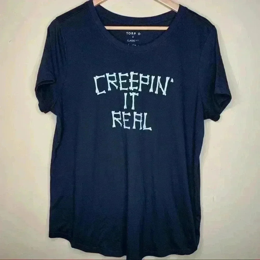 Torrid CREEPIN' IT REAL VTG BLACK CLASSIC FIT TEE